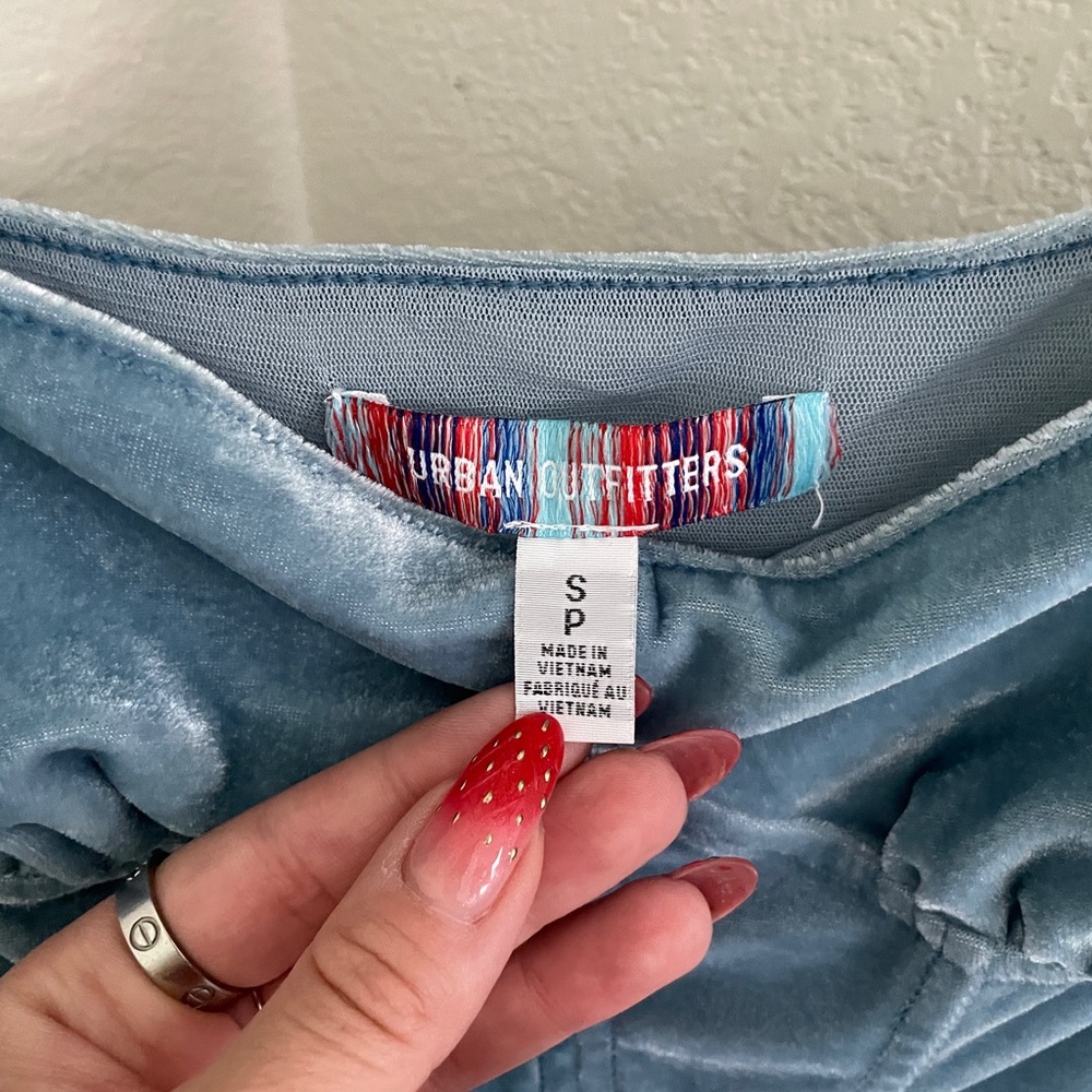 Urban Outfitters Light Blue Velvet Mini Dress - Picture 6 of 9